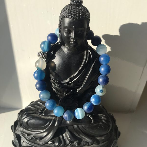 Edelsteen armband Agaat blue mat 8mm