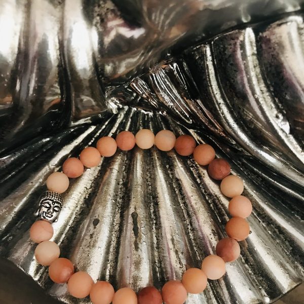 Edelsteen armband Jade peach 6mm