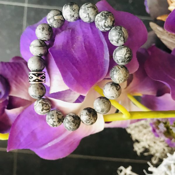 Edelsteen armband Silverleaf jaspis 10mm