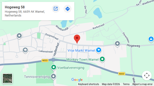Locatie van Massagepraktijk Maddy op de kaart: Hogeweg 58 in Wamel
